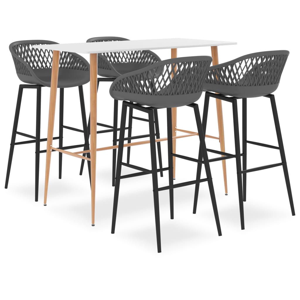 5 Piece Bar Set White and Grey - The Home Maker
