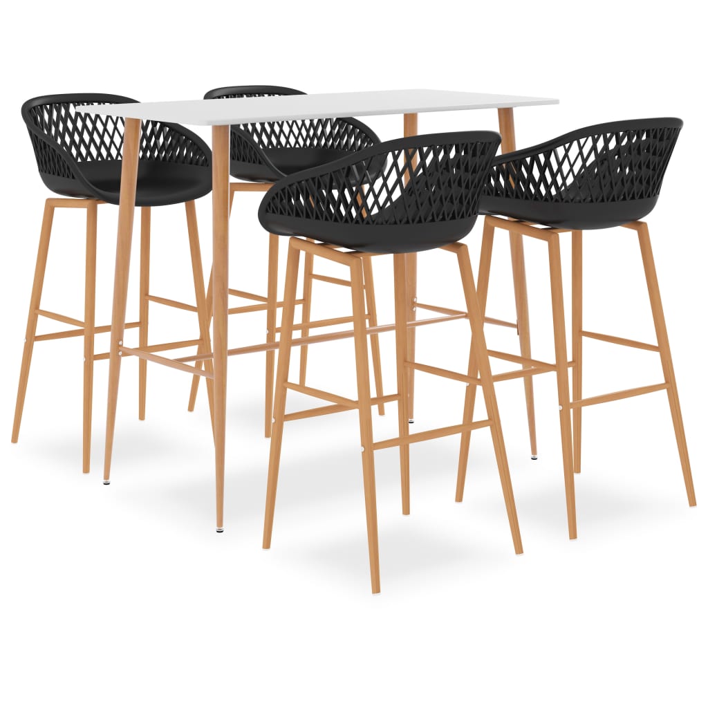 5 Piece Bar Set White and Black - Design Hut