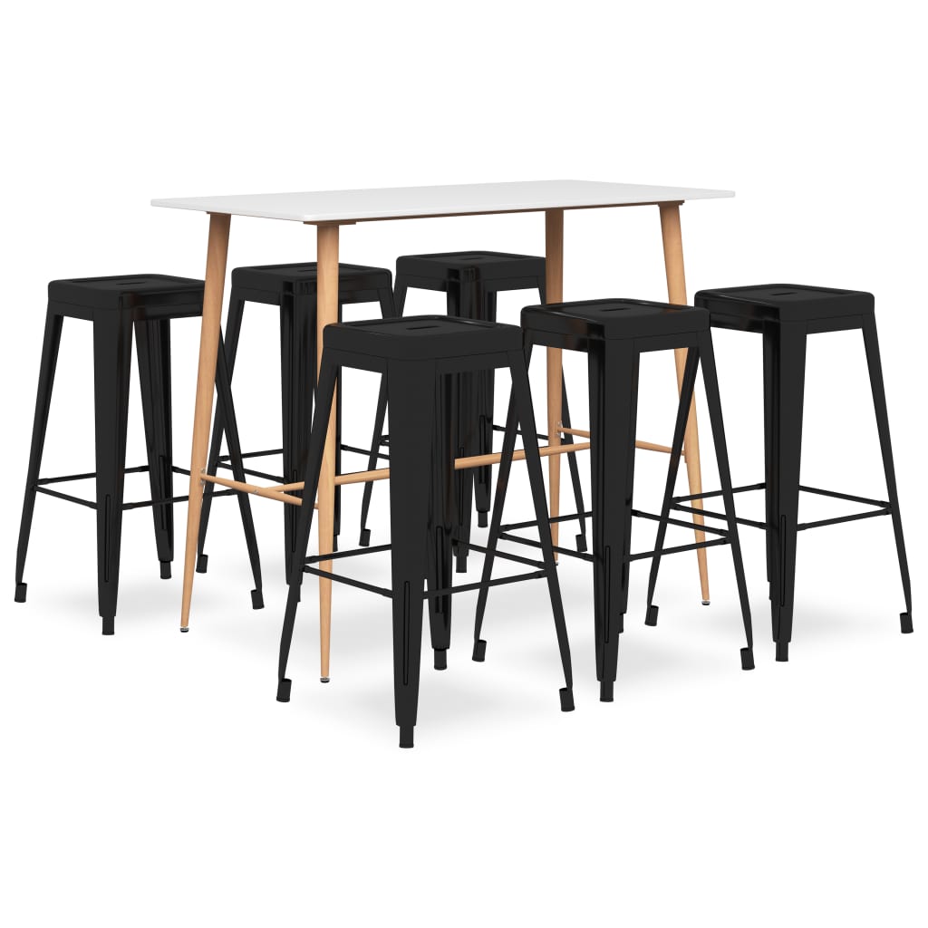 7 Piece Bar Set White and Black - Casper Homes