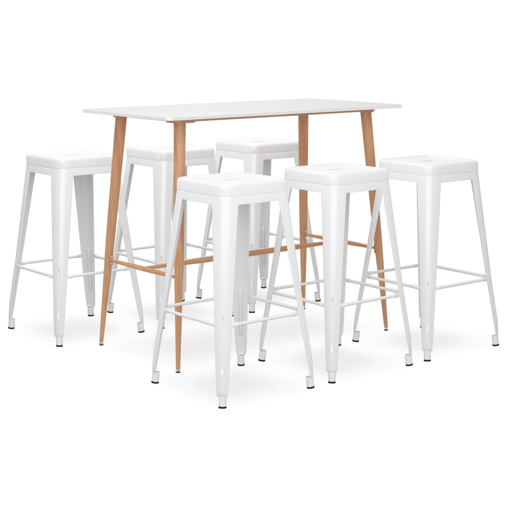 7 Piece Bar Set White - The Home Maker