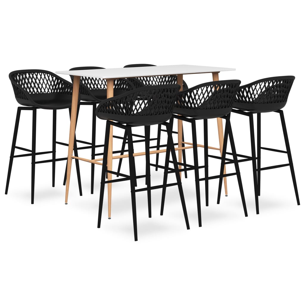 7 Piece Bar Set White and Black - Merlin Deals