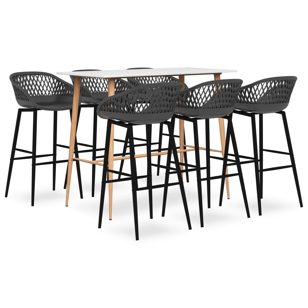 7 Piece Bar Set White and Grey - Merkel Designers