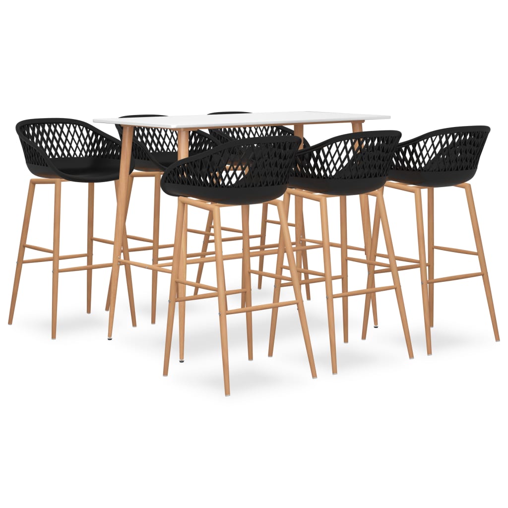7 Piece Bar Set White and Black - Style and Chic