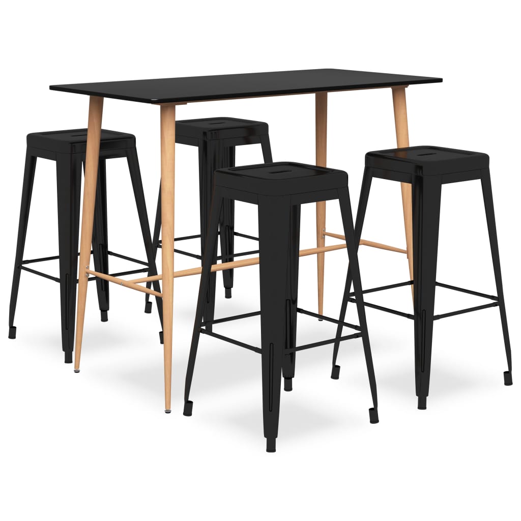 5 Piece Bar Set Black - Style and Chic