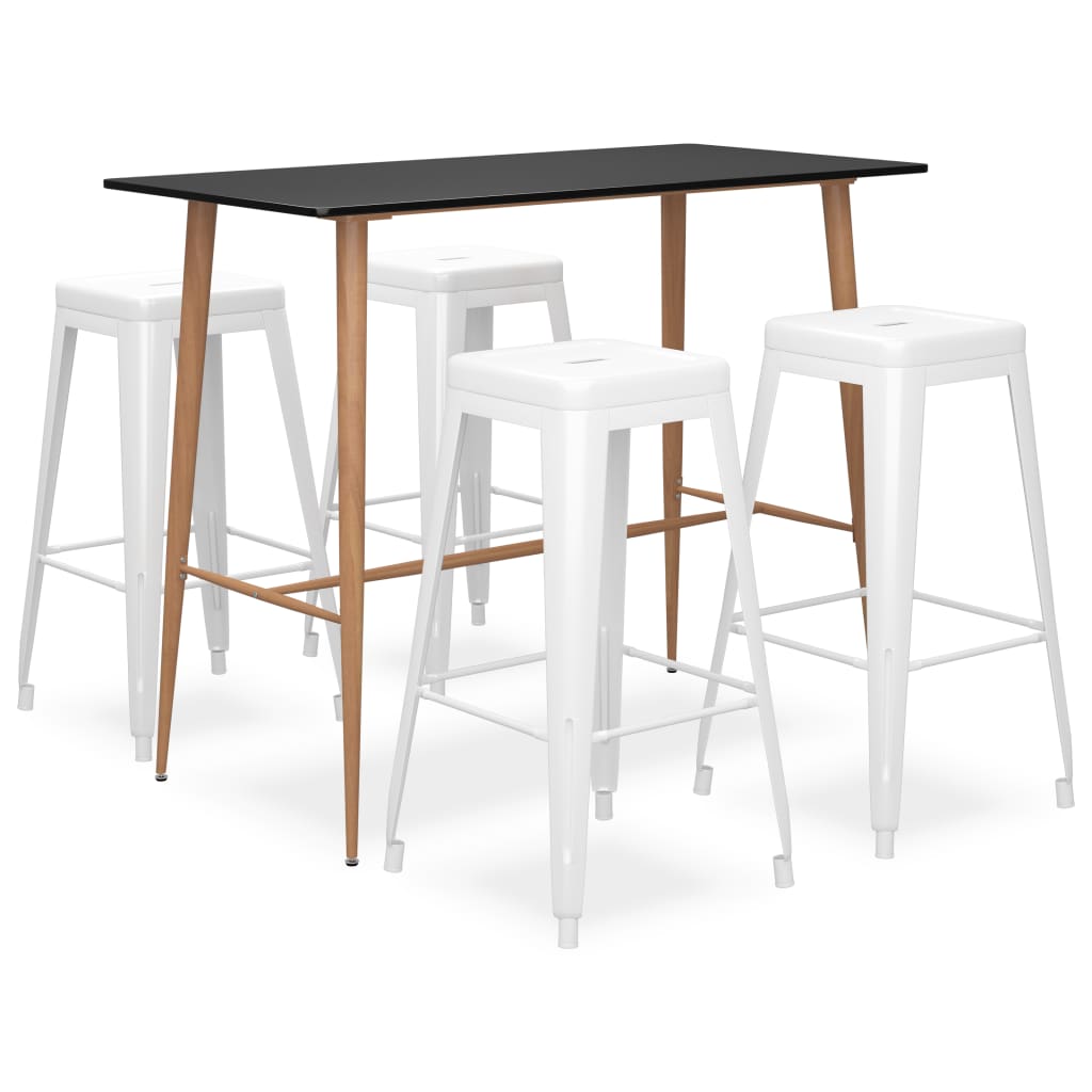 5 Piece Bar Set Black and White - Merkel Designers
