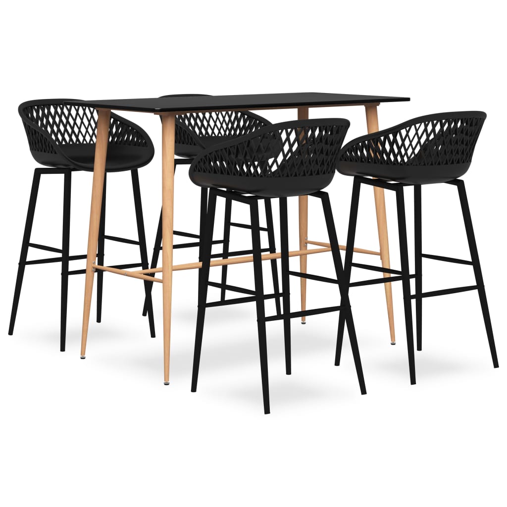 5 Piece Bar Set Black - The Home Maker