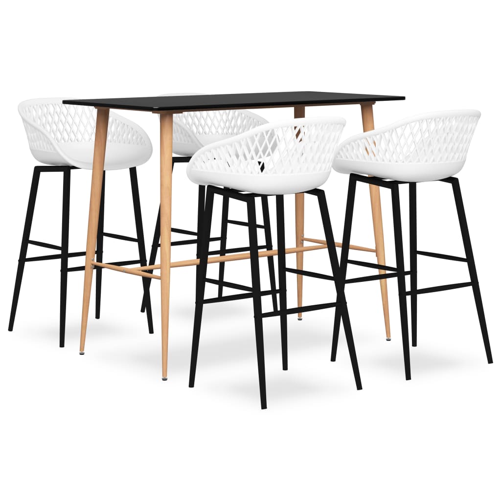 5 Piece Bar Set Black and White - Casper Homes