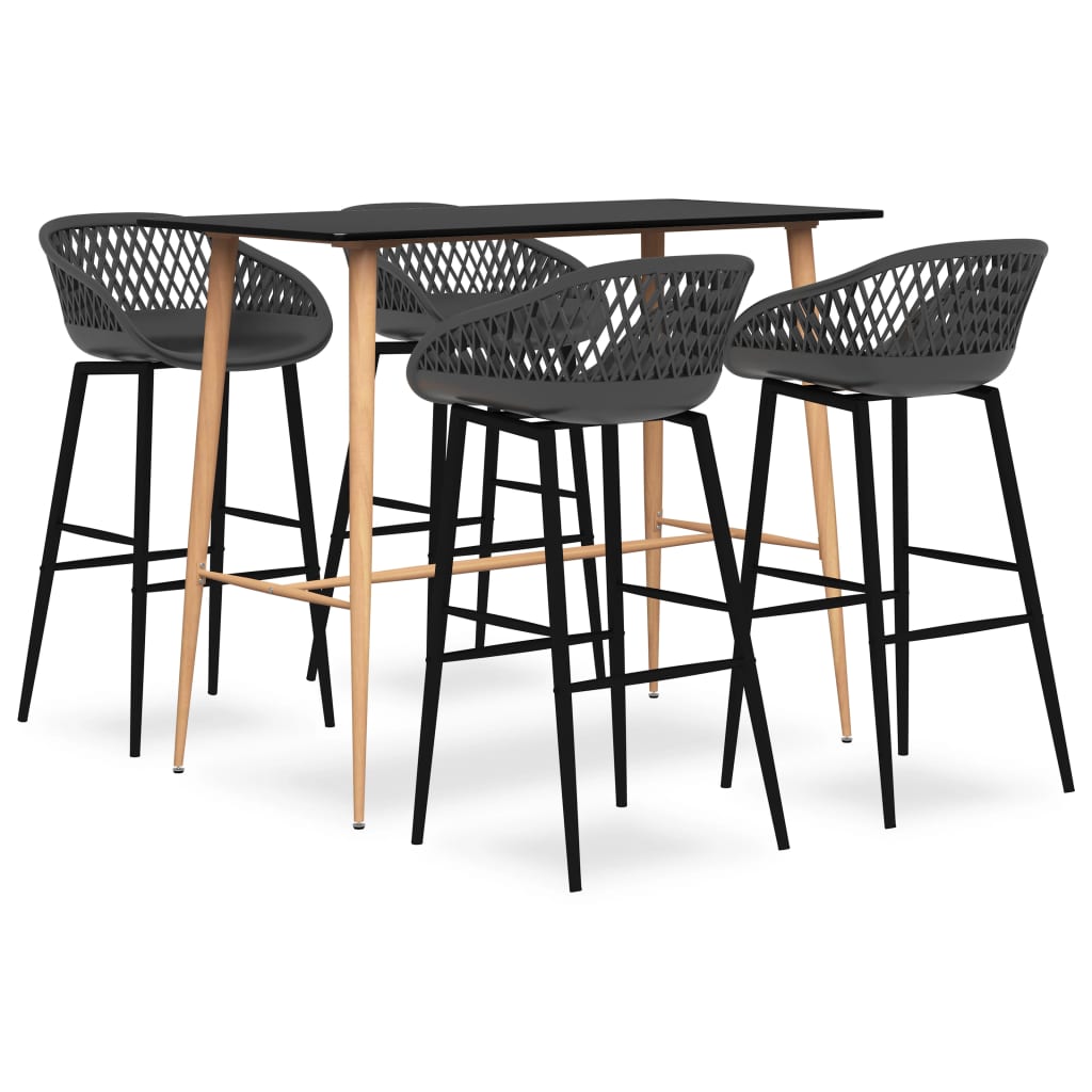 5 Piece Bar Set Black and Grey - Direct Imports