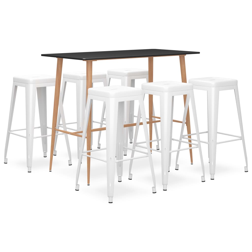 7 Piece Bar Set Black and White - Sid & Sam
