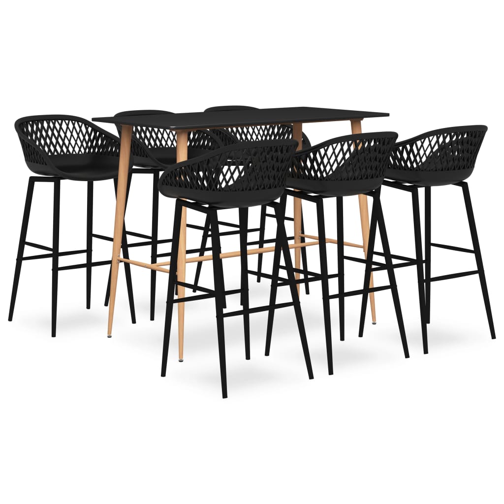 7 Piece Bar Set Black - The Home Maker