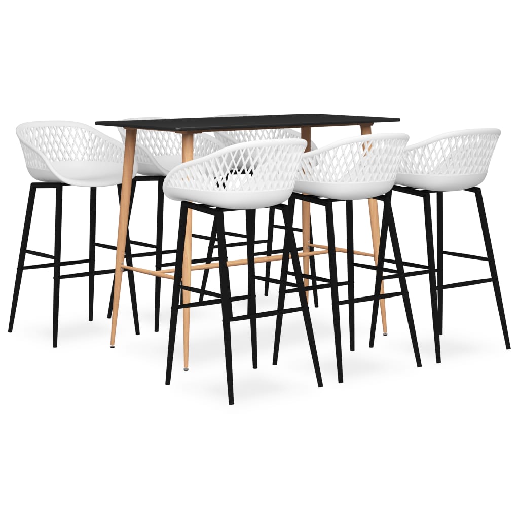 7 Piece Bar Set Black and White - Style and Chic