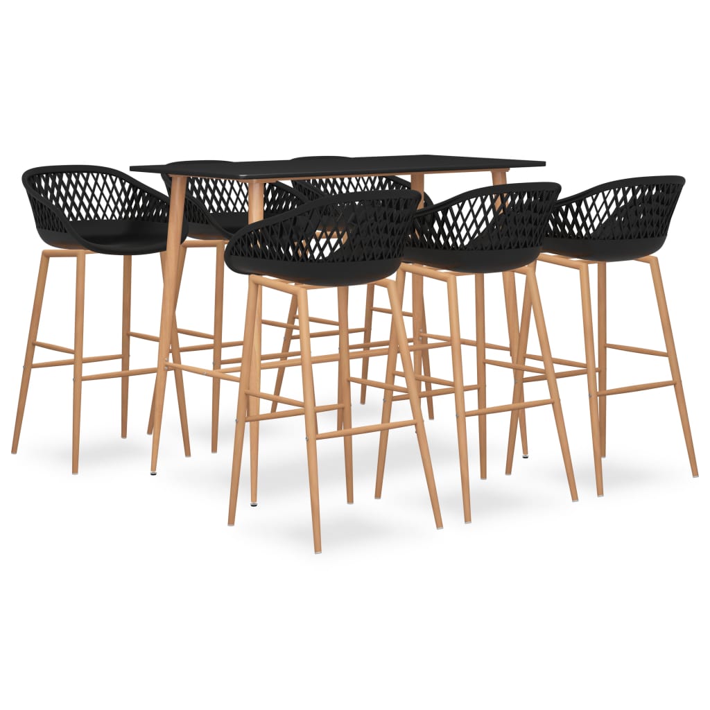 7 Piece Bar Set Black - Casper Homes