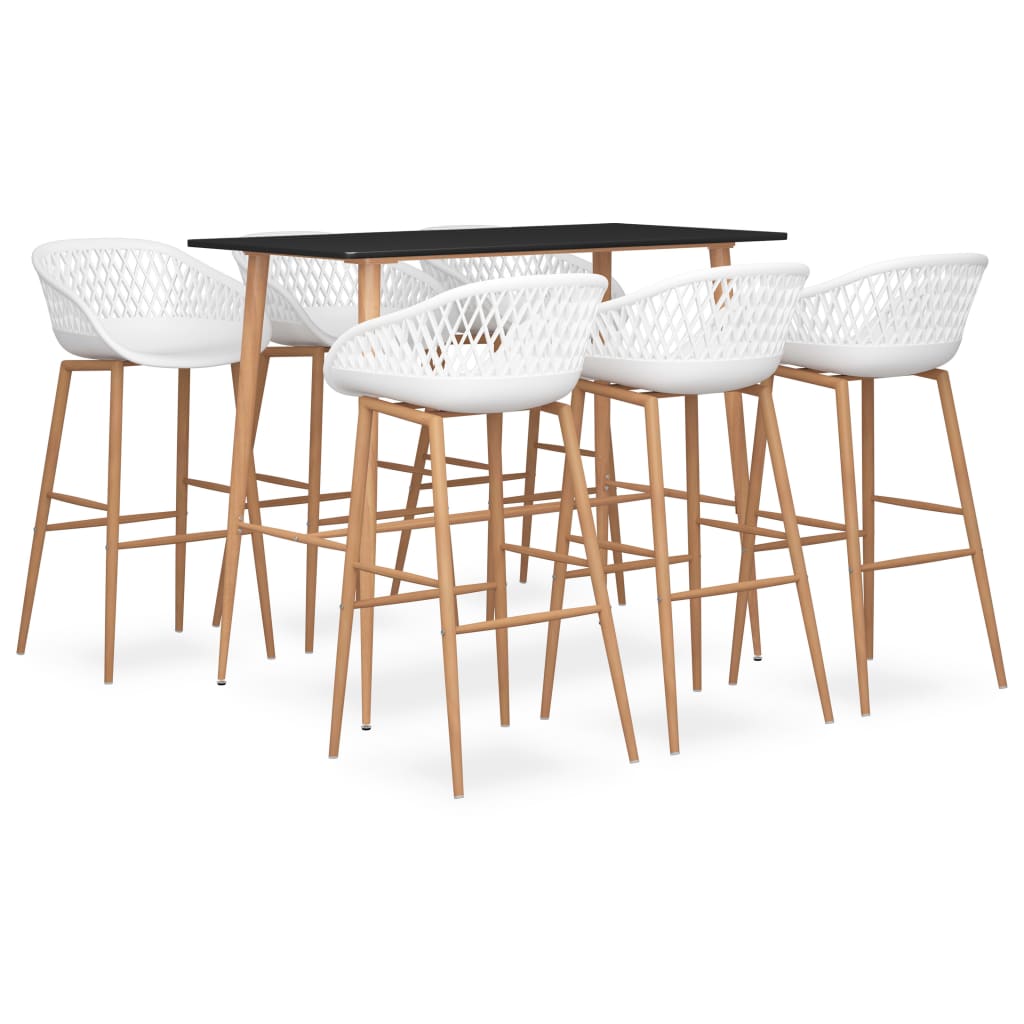 7 Piece Bar Set Black and White - Discount Dealers