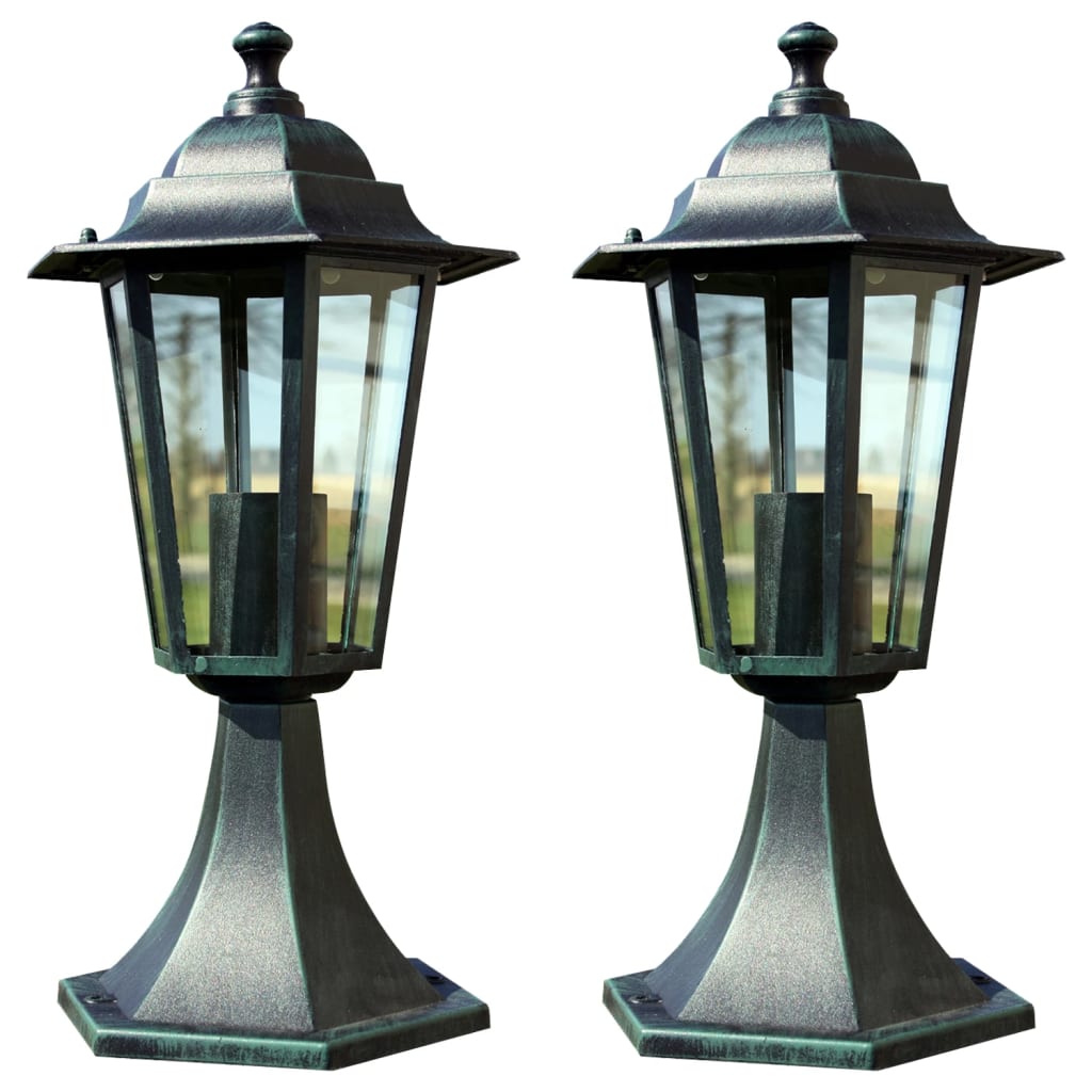 Garden Lights 2 pcs Dark Green/Black Aluminium - R and M Furniture