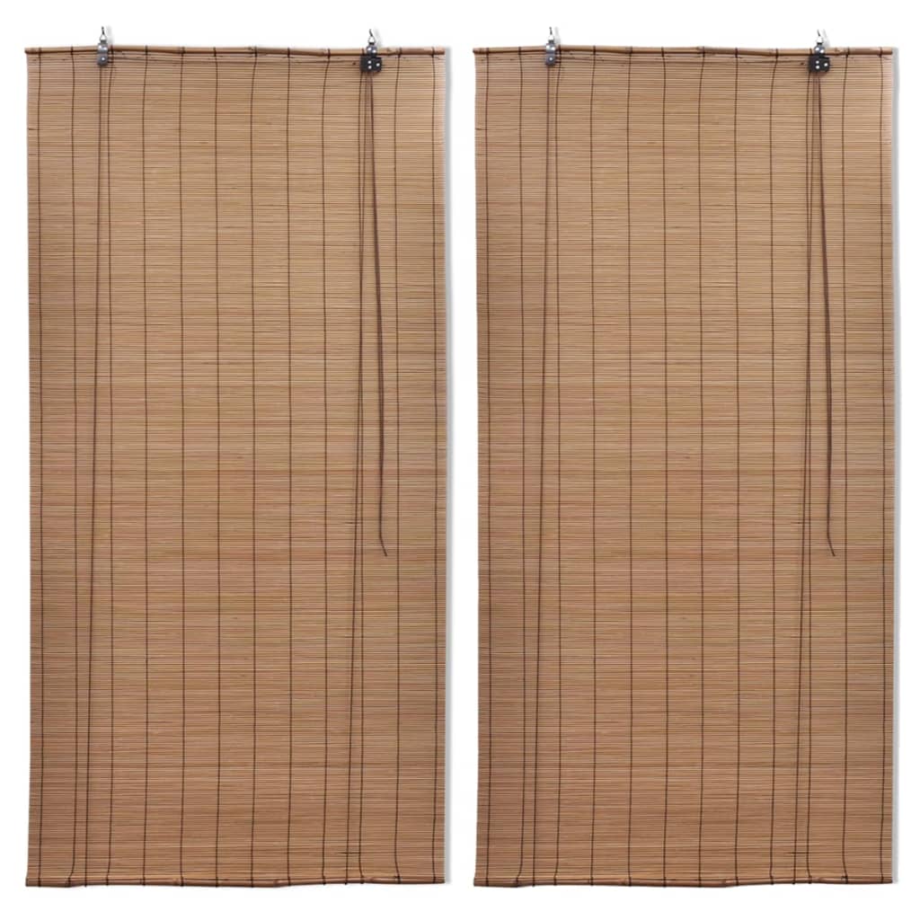 Bamboo Roller Blinds 2 pcs 80 x 160 cm Brown - All Things Good