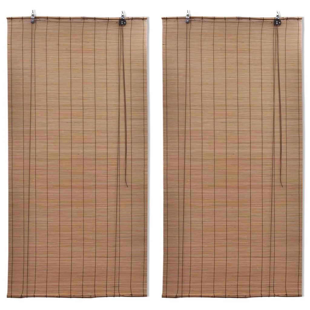 Bamboo Roller Blinds 2 pcs 150 x 220 cm Brown - Unbeatable Bargains