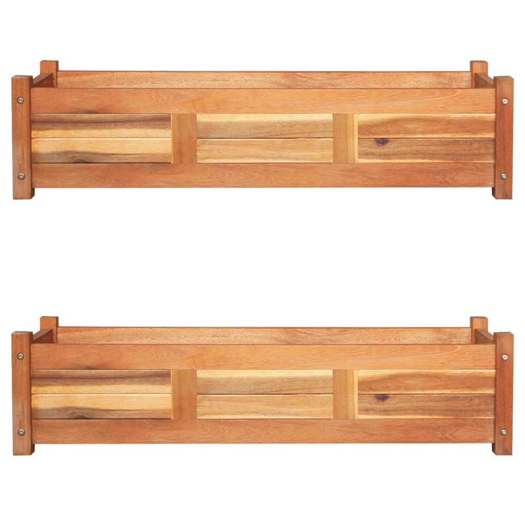 Garden Raised Beds 2 pcs Acacia Wood 100x30x25 cm - Brittle & Co
