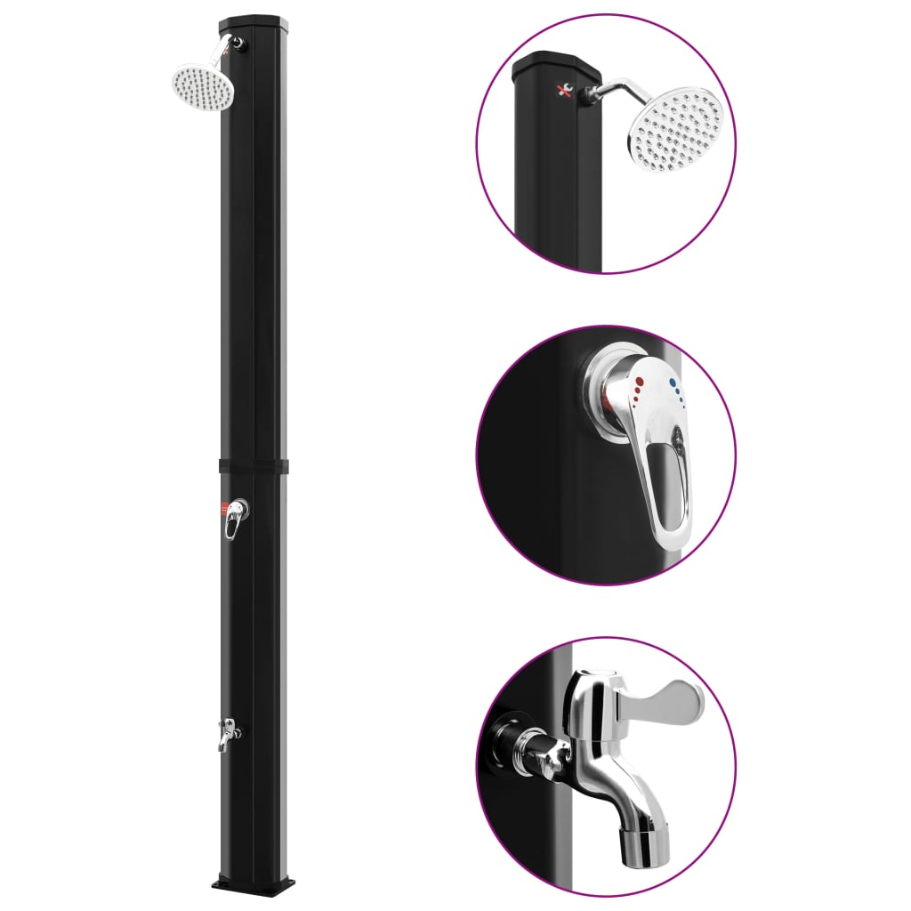 Outdoor Solar Shower with Shower Head and Faucet 35 L Black - The Home Maker