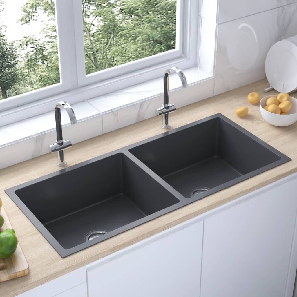 Handmade Kitchen Sink Black Stainless Steel - Sid & Sam