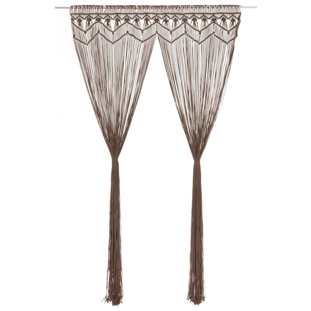 Macrame Curtain Taupe 140x240 cm Cotton - Merlin Deals