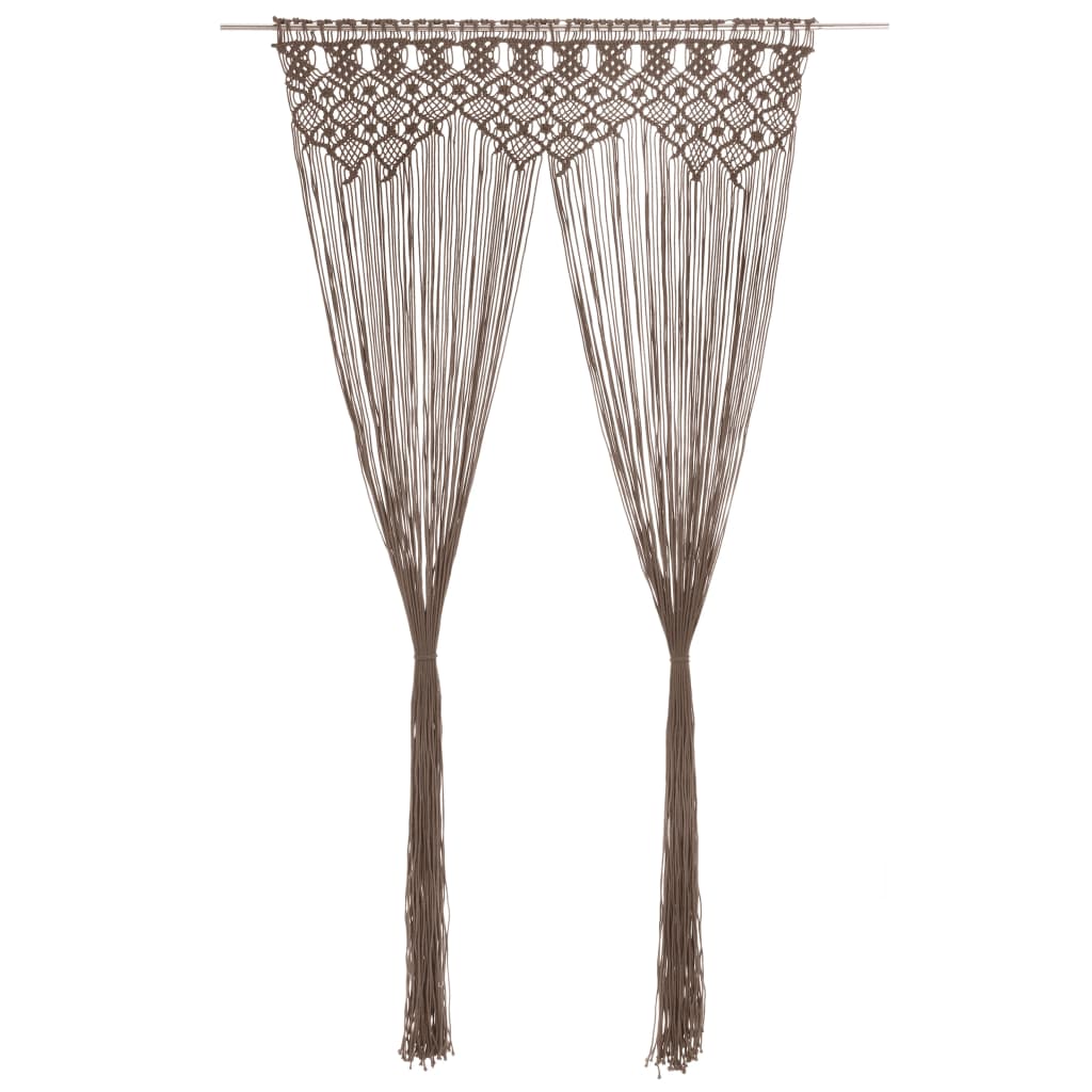 Macrame Curtain Taupe 140x240 cm Cotton - Merlin Deals