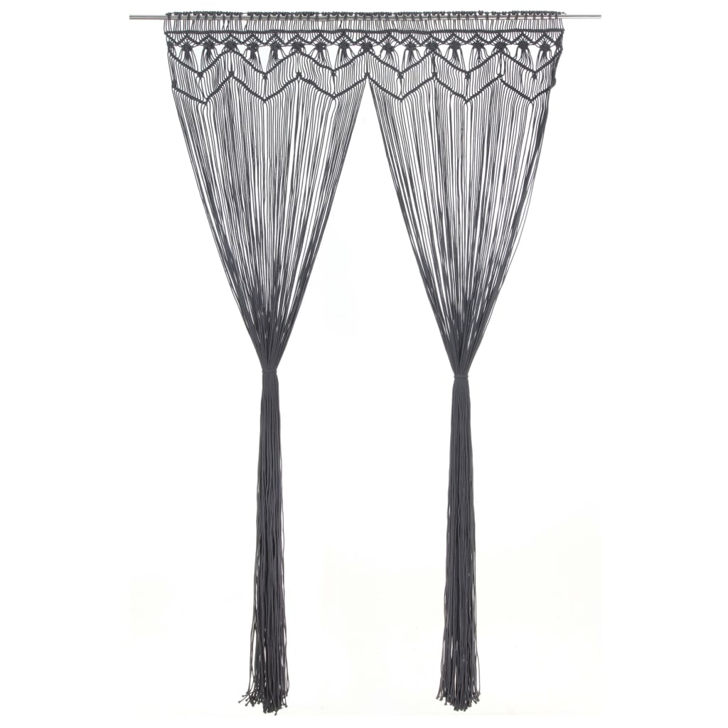 Macrame Curtain Anthracite 140x240 cm Cotton - R and M Furniture