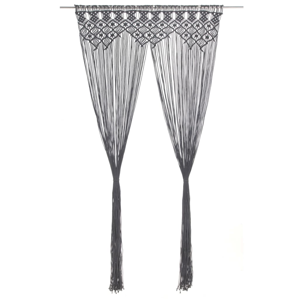 Macrame Curtain Anthracite 140x240 cm Cotton - Design Hut