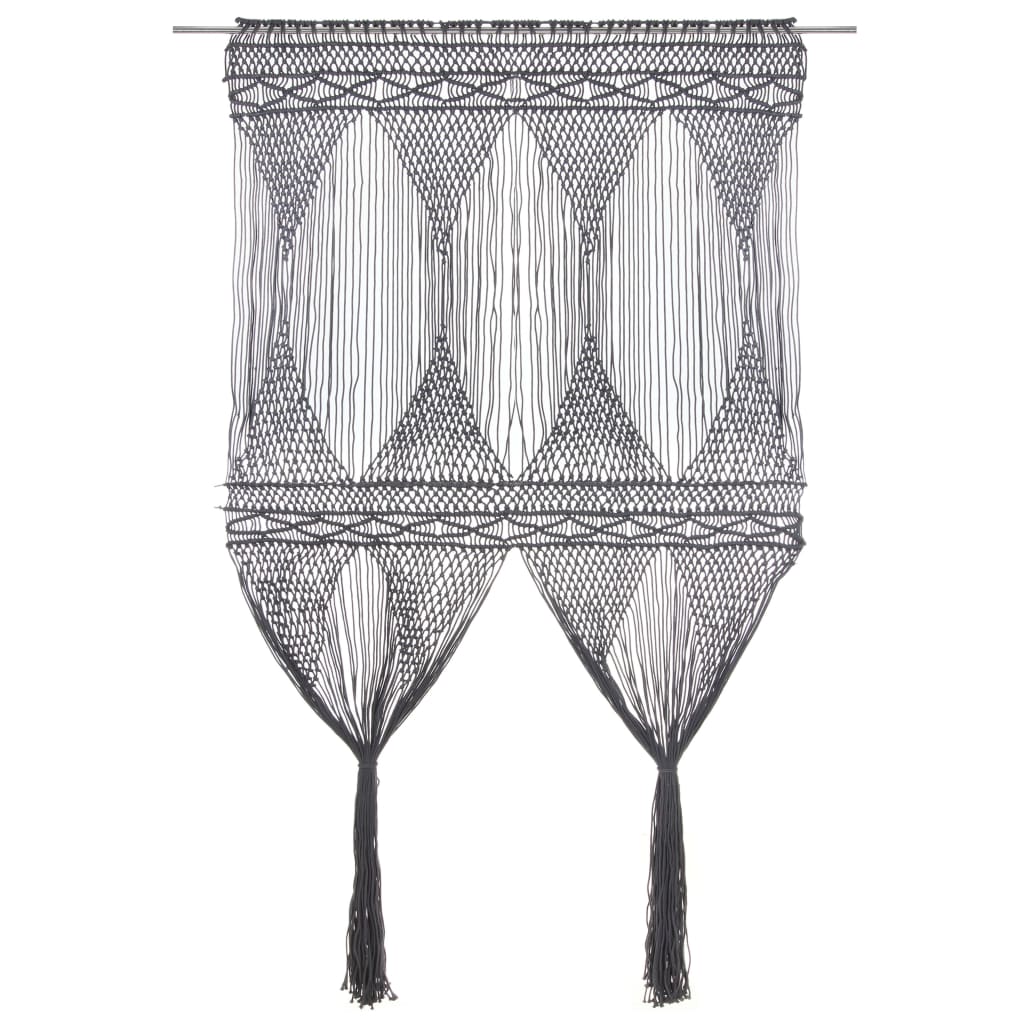 Macrame Curtain Anthracite 140x240 cm Cotton - Merlin Deals
