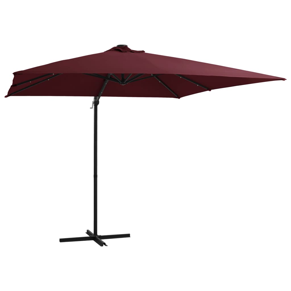 Cantilever Umbrella with LED lights Bordeaux Red 250x250 cm - Casper Homes