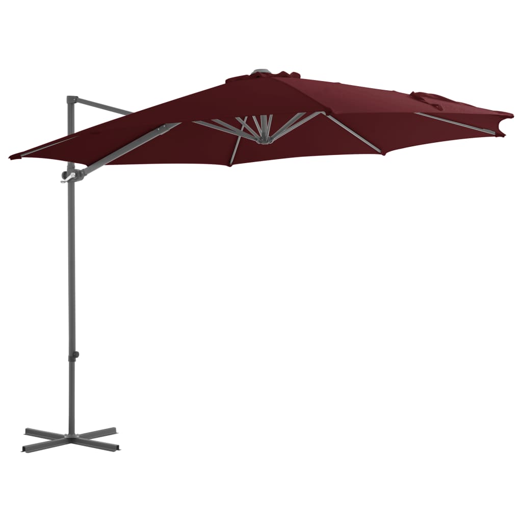 Cantilever Umbrella with Steel Pole Bordeaux Red 300 cm - Style and Chic