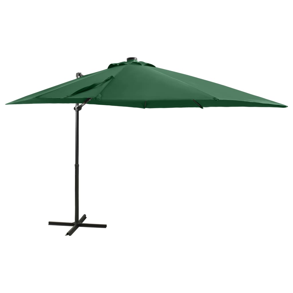 Cantilever Umbrella with Pole and LED Lights Green 250 cm - Merkel Designers