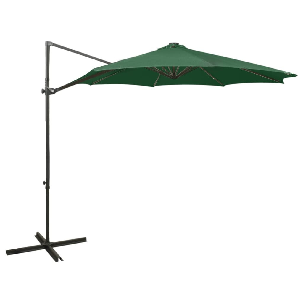 Cantilever Umbrella with Pole and LED Lights Green 300 cm - Merkel Designers