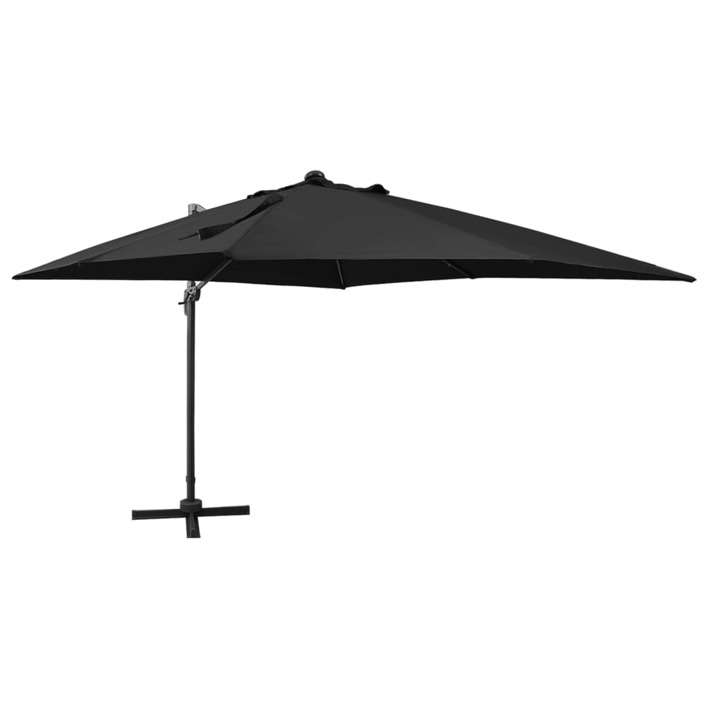 Cantilever Umbrella with Pole and LED Lights Black 300 cm - Tyrell & Tyrell