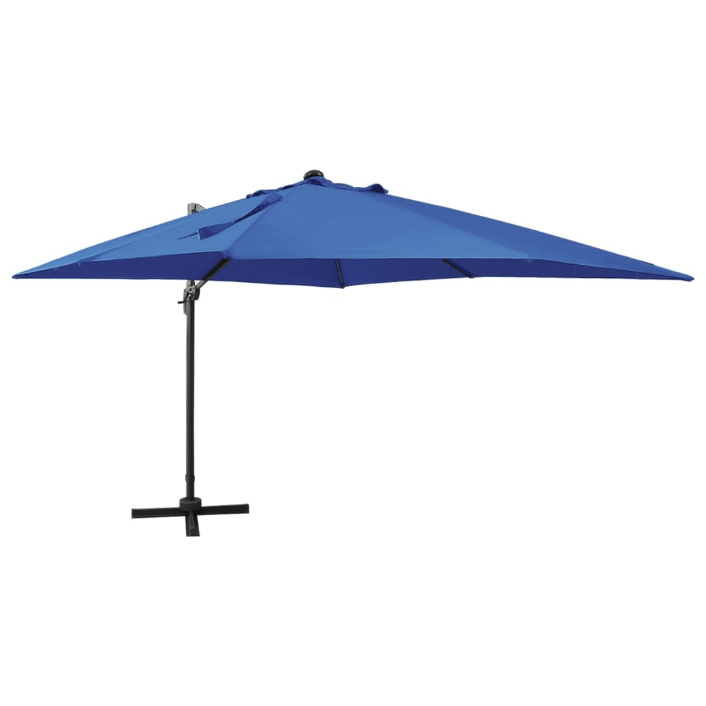 Cantilever Umbrella with Pole and LED Lights Azure Blue 300 cm - Merkel Designers