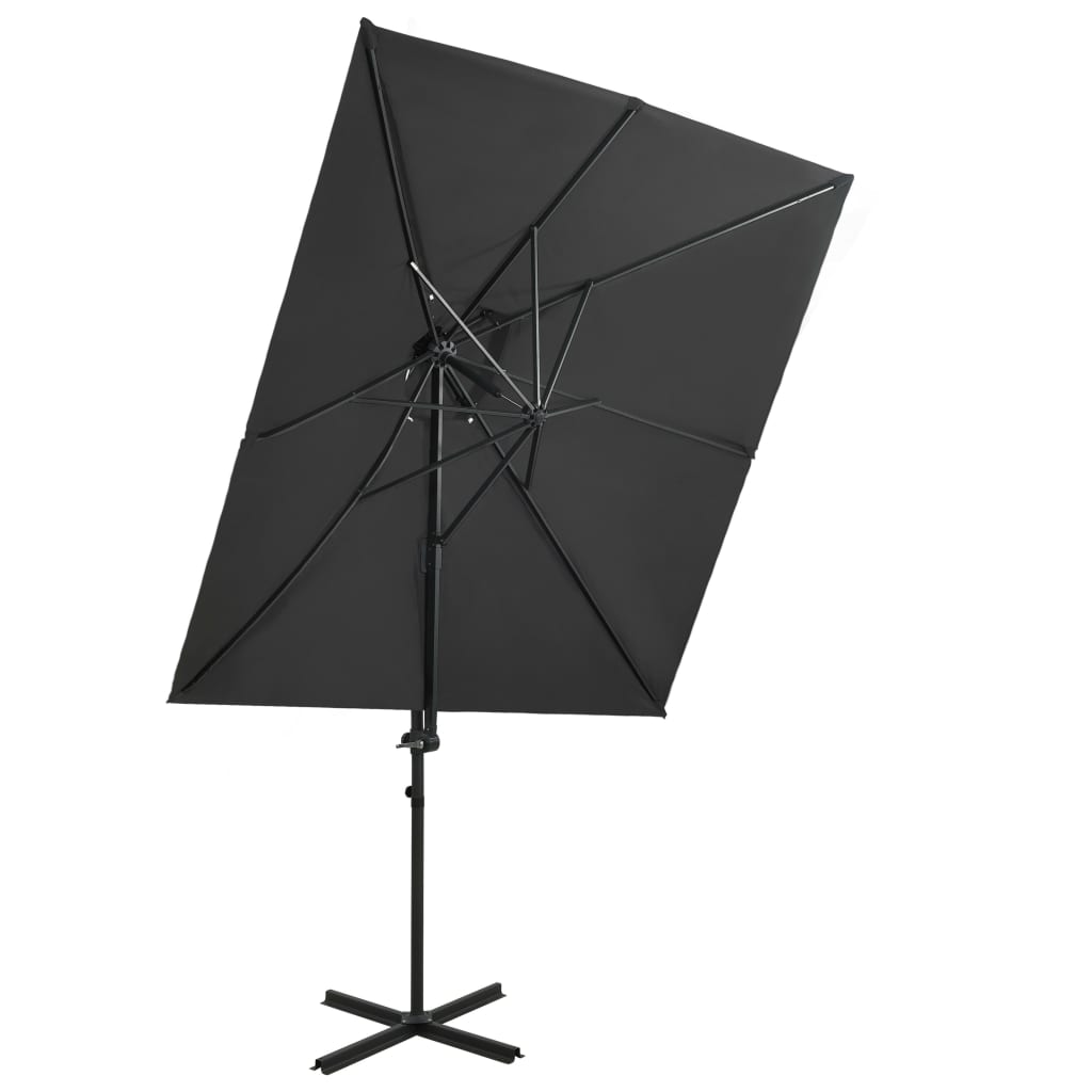 Cantilever Umbrella with Double Top Anthracite 250x250 cm - The Home Maker