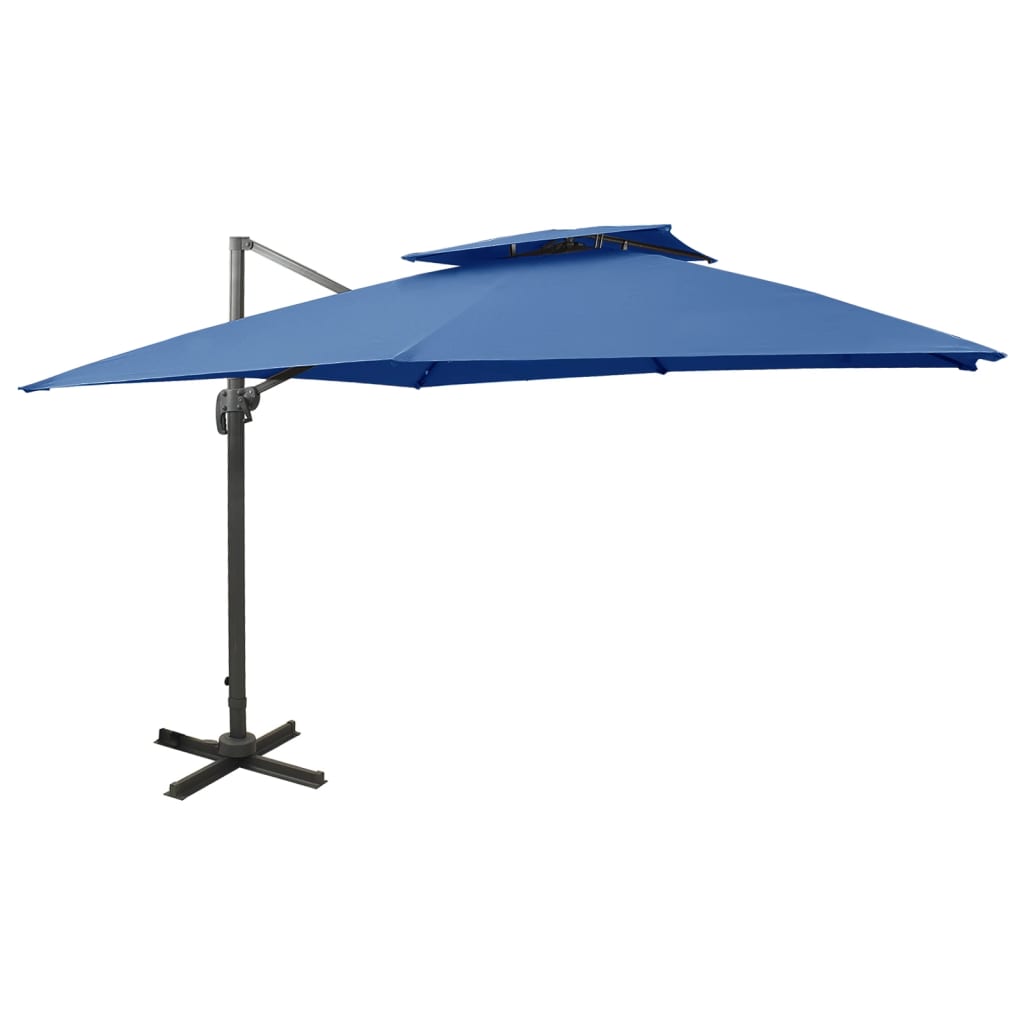 Cantilever Umbrella with Double Top 300x300 cm Azure Blue - Discount Dealers