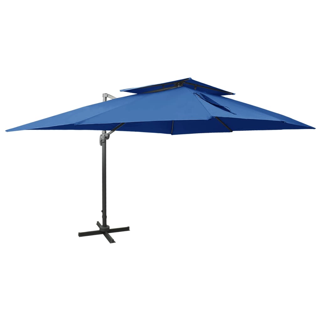 Cantilever Umbrella with Double Top Azure Blue 400x300 cm - Millennium Furniture