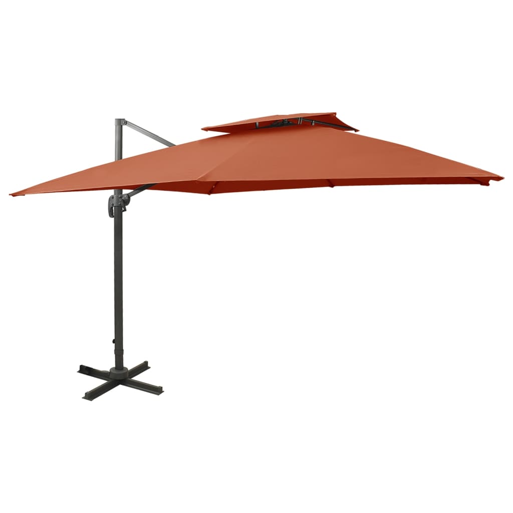 Cantilever Umbrella with Double Top 300x300 cm Terracotta - Merkel Designers