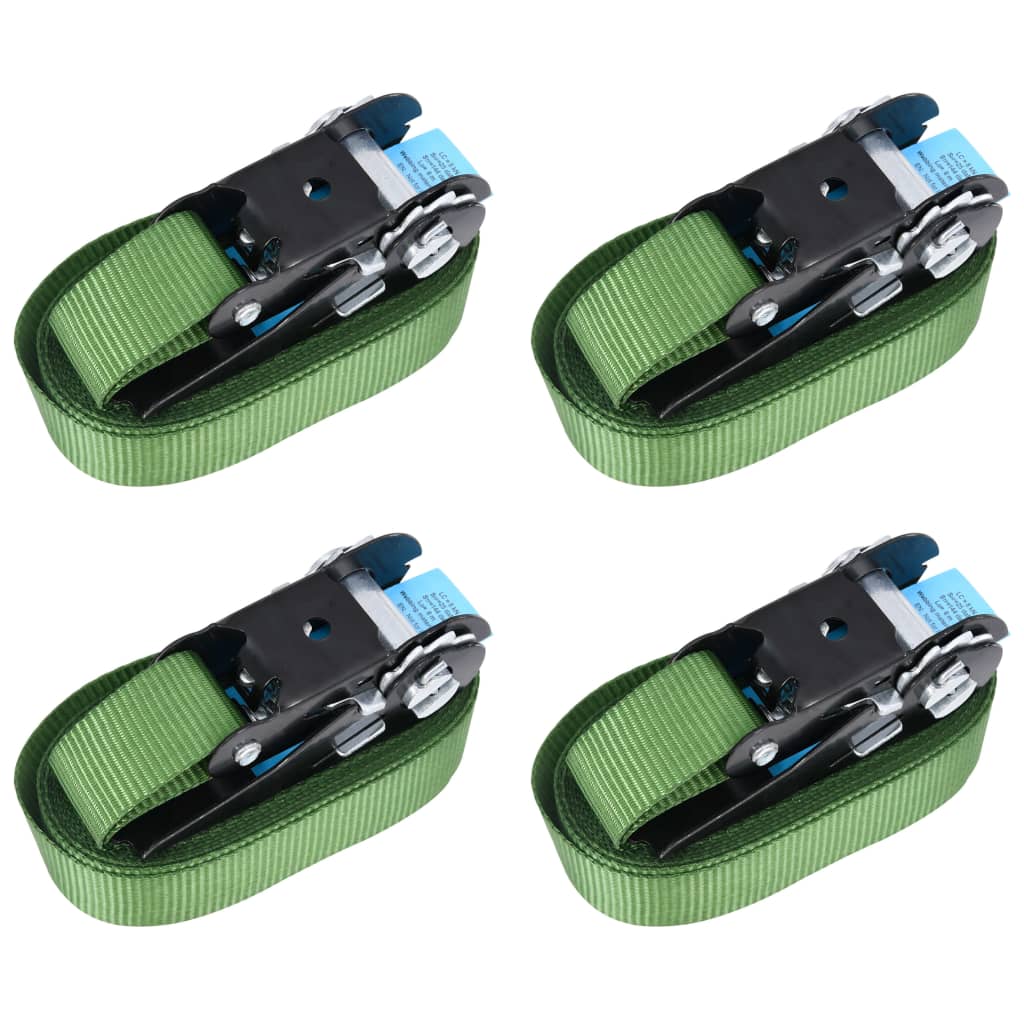 Ratchet Tie Down Straps 4 Pcs 800 daN 6 m Green - Design Hut
