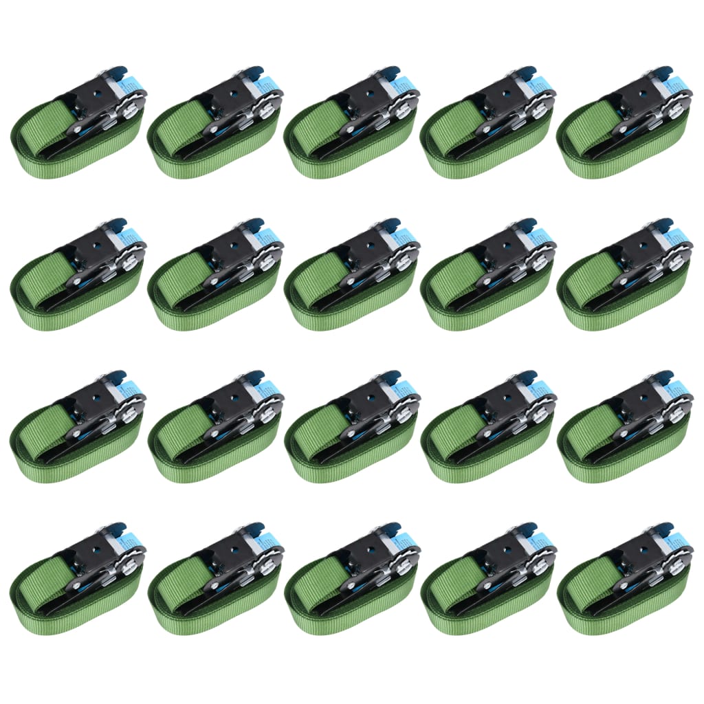 Ratchet Tie Down Straps 20 Pcs 800 daN 6 m Green - Merkel Designers