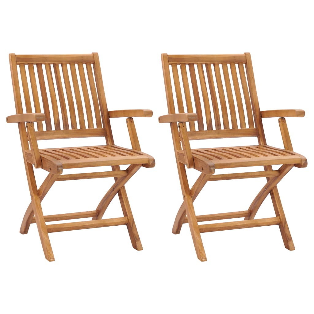 Folding Garden Chairs 2 Pieces Solid Teak Wood - Sid & Sam