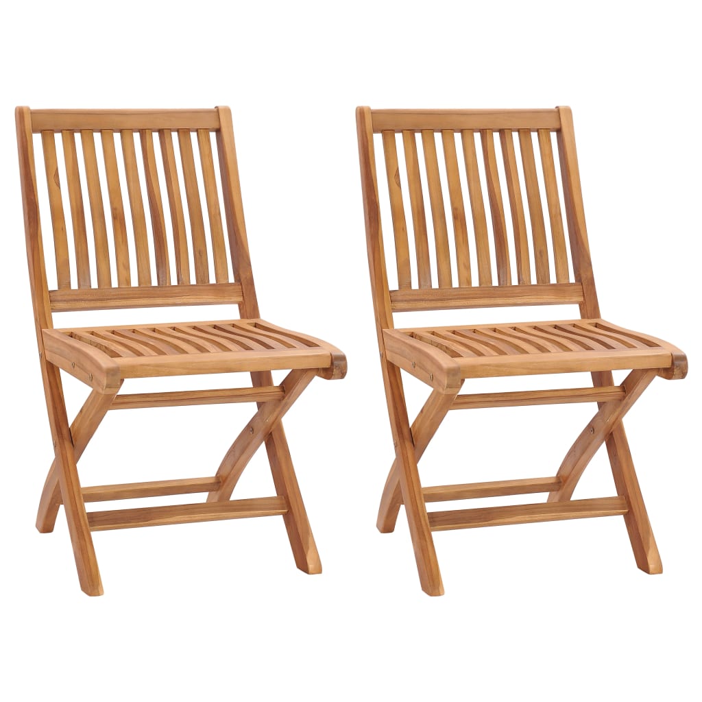 Folding Garden Chairs 2 Pieces Solid Teak Wood - Sid & Sam