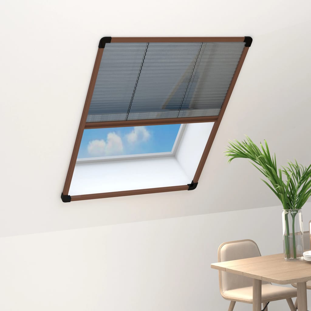 Plisse Insect Screen for Windows Aluminium Brown 80x100 cm - Unbeatable Bargains