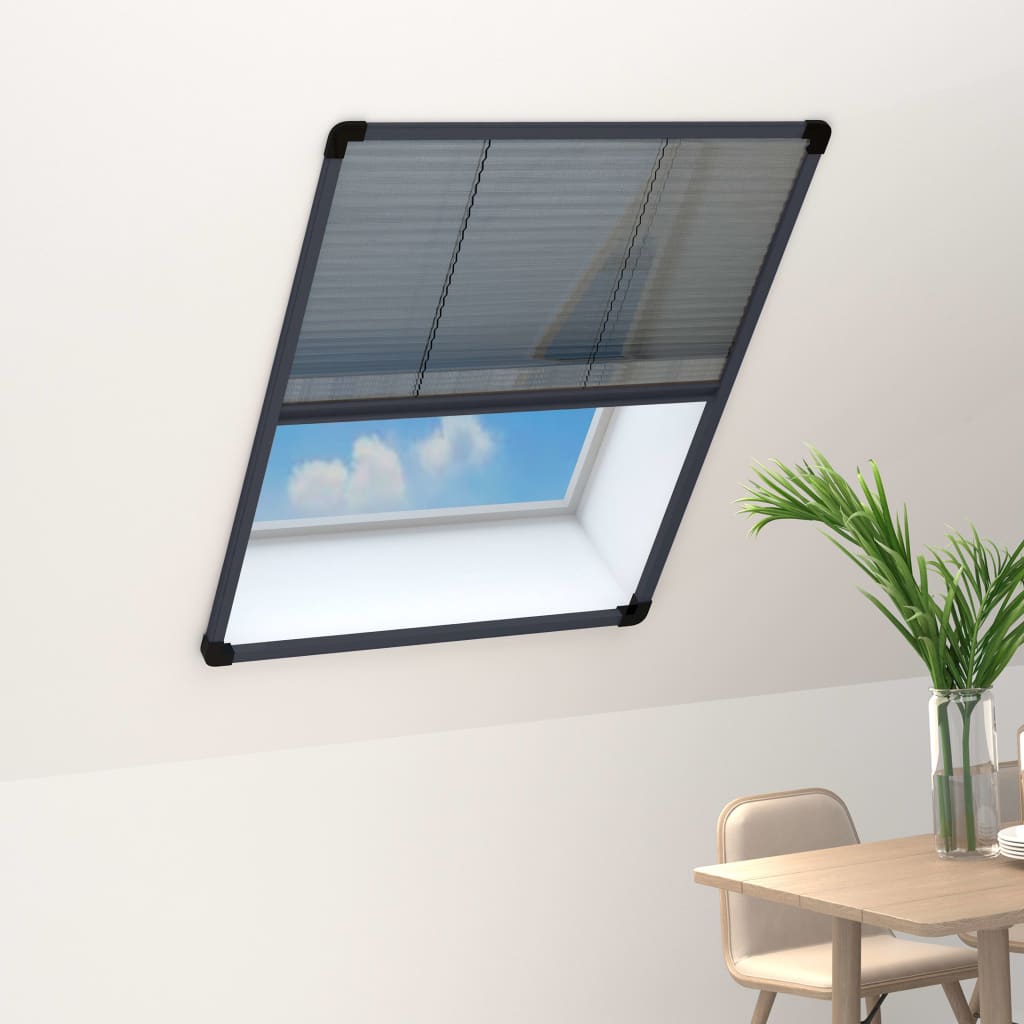 Plisse Insect Screen for Windows Aluminium Anthracite 60x80cm - Unbeatable Bargains