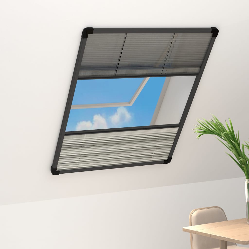 Plisse Insect Screen for Windows Aluminium 80x120 cm with Shade - Discount Dealers