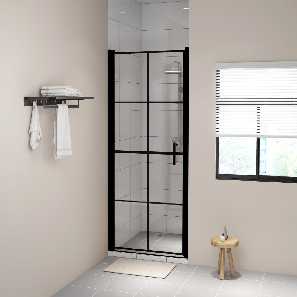 Shower Doors Tempered Glass 81x195 cm Black - All Things Good