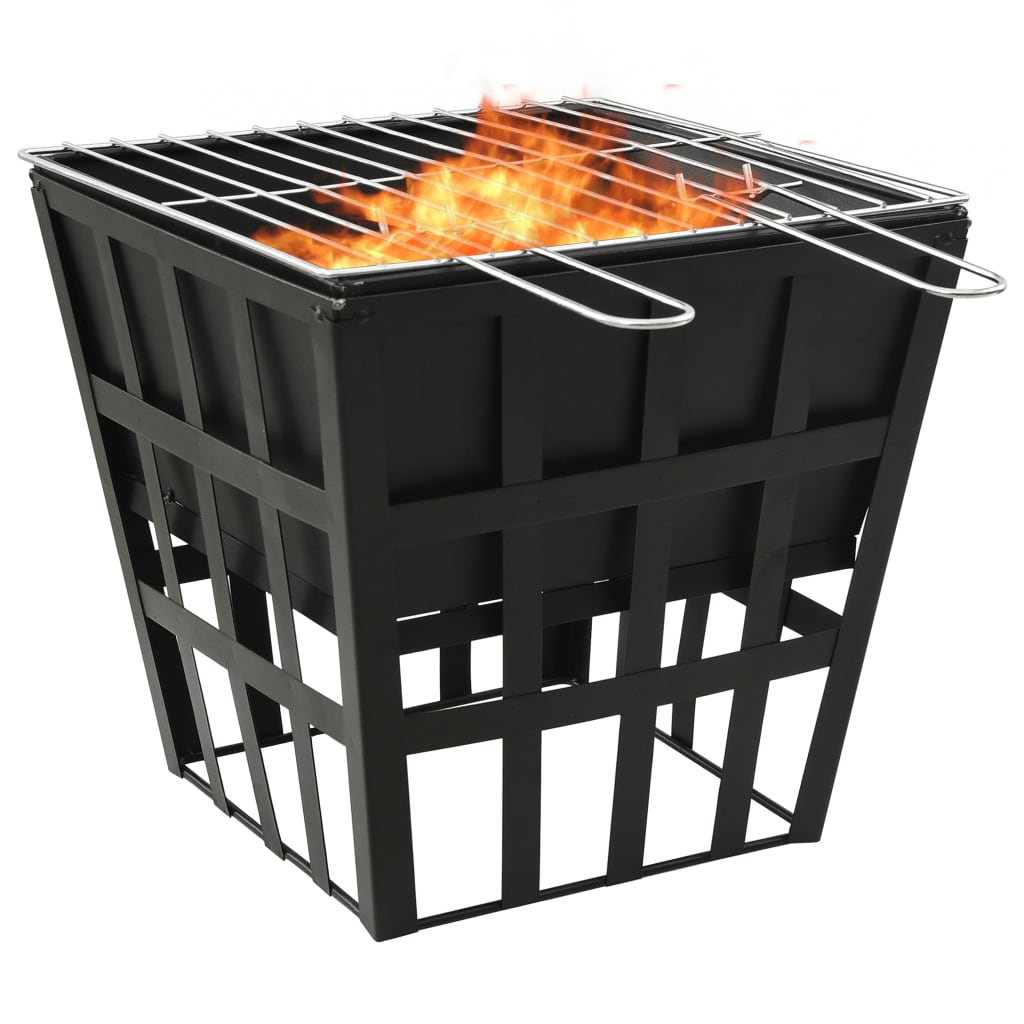 2-in-1 Fire Pit and BBQ 34x34x48 cm Steel - Unbeatable Bargains