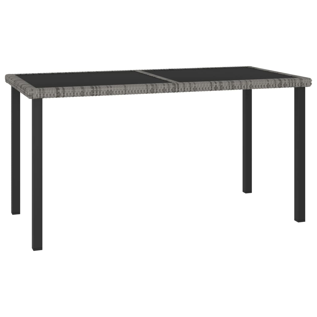 Garden Dining Table Grey 140x70x73 cm Poly Rattan - Unbeatable Bargains