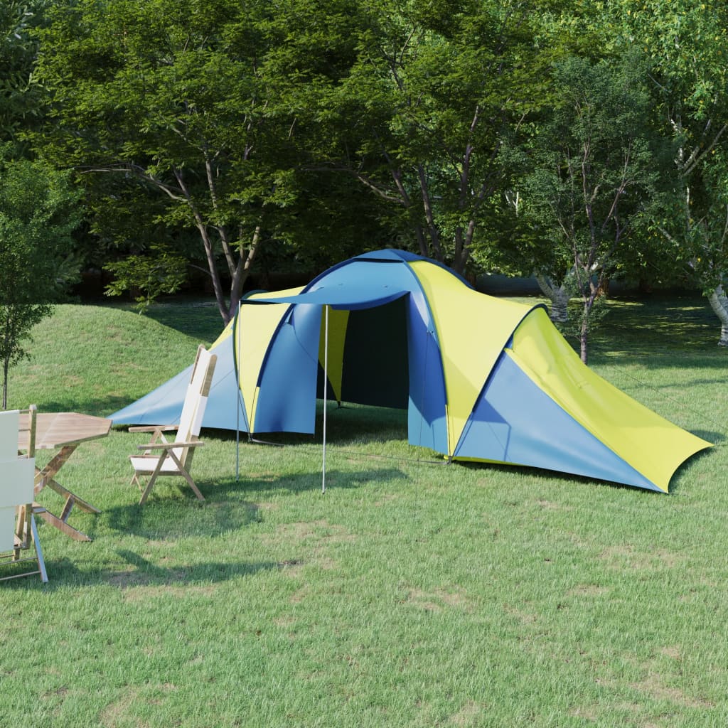 Camping Tent 6 Persons Blue and Yellow - Unbeatable Bargains