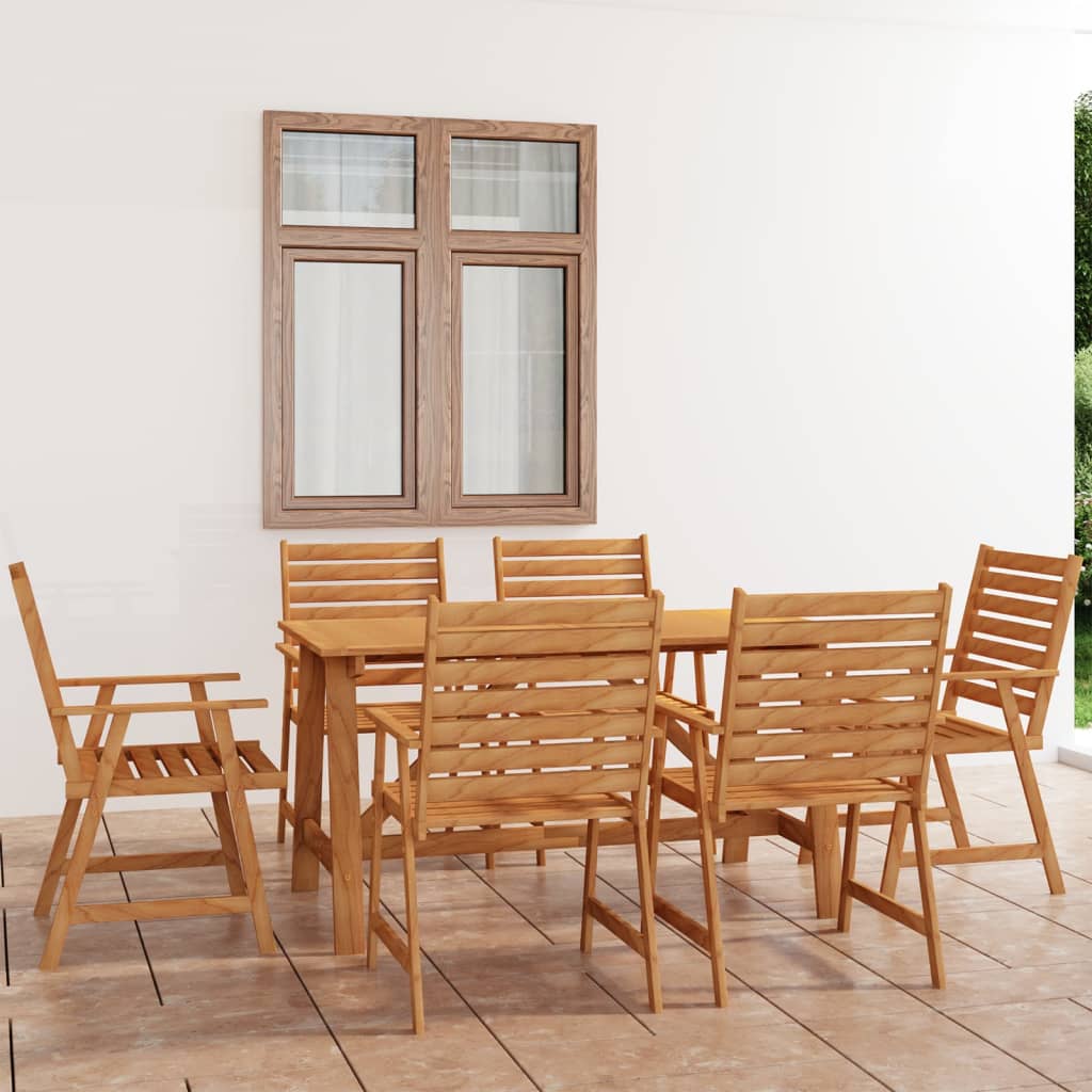 7 Piece Garden Dining Set Solid Acacia Wood - Merlin Deals